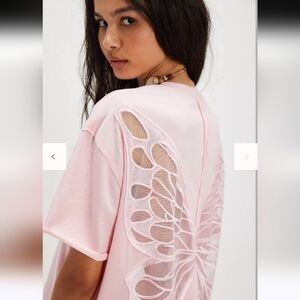 Tricia Fix Free People Pink Butterfly L Tee New Medium